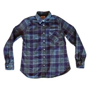 Woolrich Womens Flannel Button Up Shirt M Purple Plaid Cabincore Cottage Casual